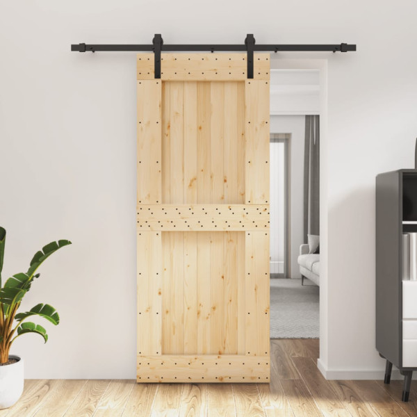 Puerta corredera con herrajes madera maciza de pino 85x210 cm D