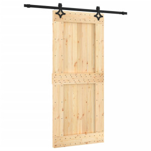 Puerta corredera con herrajes madera maciza de pino 90x210 cm H