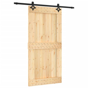 Puerta corredera con herrajes madera maciza de pino 100x210 cm H