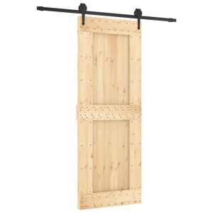 Puerta corredera con herrajes madera maciza de pino 80x210 cm H