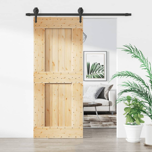 Puerta corredera con herrajes madera maciza de pino 85x210 cm D