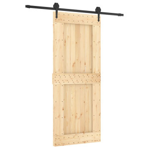 Puerta corredera con herrajes madera maciza de pino 85x210 cm H