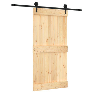 Puerta corredera con herrajes madera maciza de pino 100x210 cm H