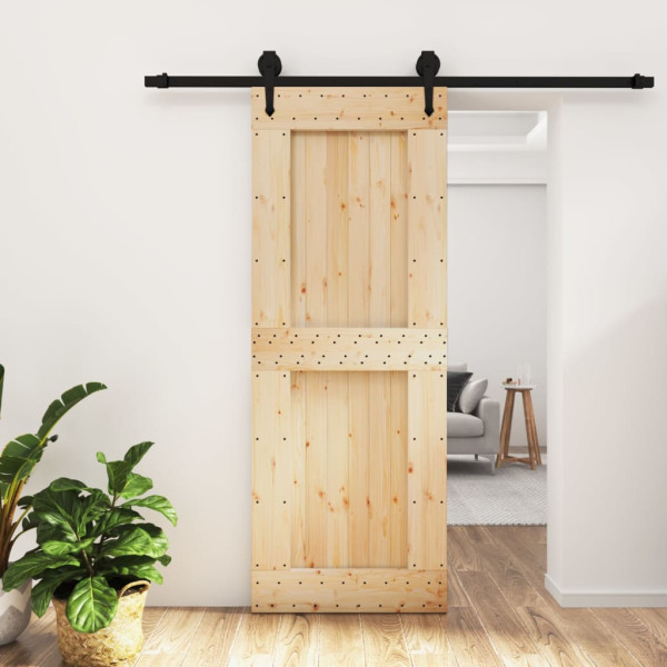 Puerta corredera con herrajes madera maciza de pino 80x210 cm D