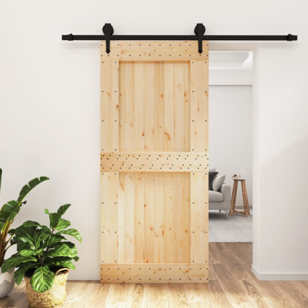 Puerta corredera con herrajes madera maciza de pino 95x210 cm D