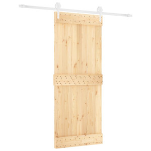 Puerta corredera con herrajes madera maciza de pino 85x210 cm H