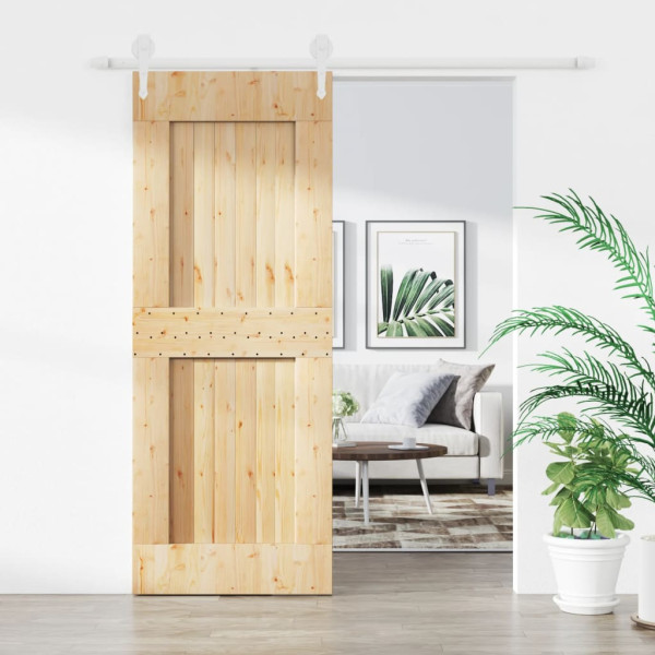 Puerta corredera con herrajes madera maciza de pino 80x210 cm D