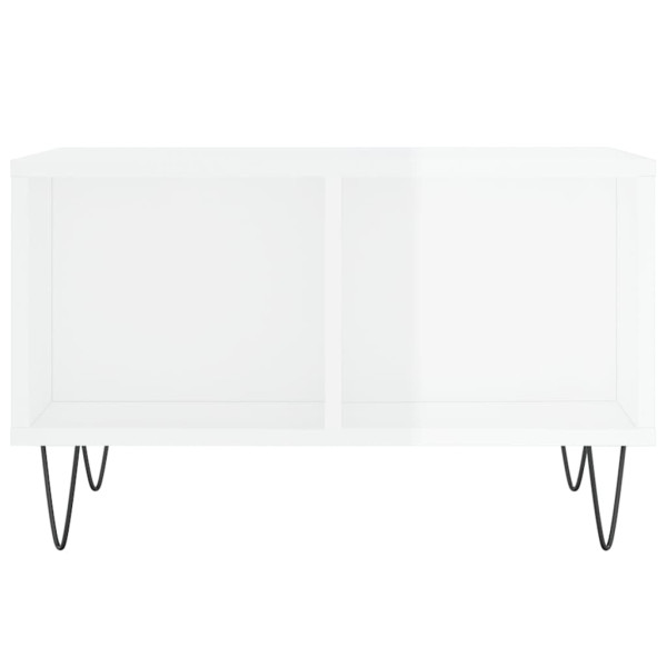 Mesa de centro madera contrachapada blanco brillo 60x50x36.5 cm M 4