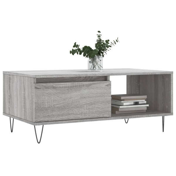 Mesa de centro madera contrachapada gris Sonoma 90x50x36.5 cm M 4