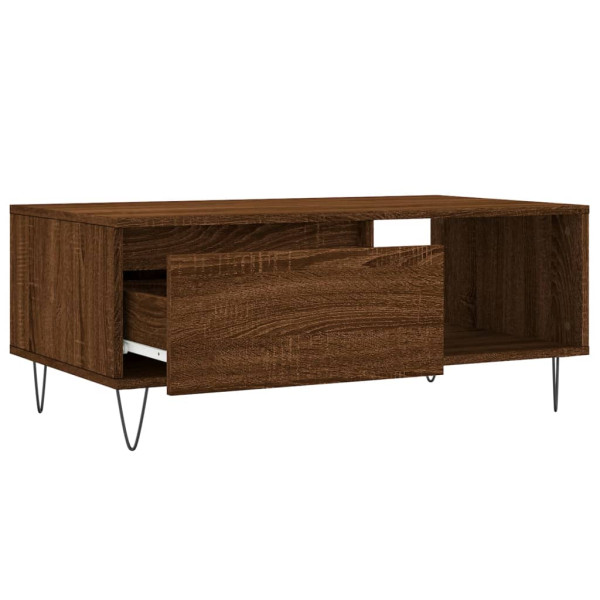 Mesa de centro madera contrachapada marrón roble 90x50x36.5 cm M 5