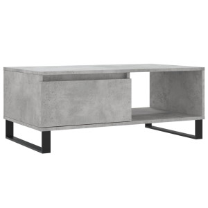 Mesa de centro madera contrachapada gris hormigón 90x50x36.5 cm H
