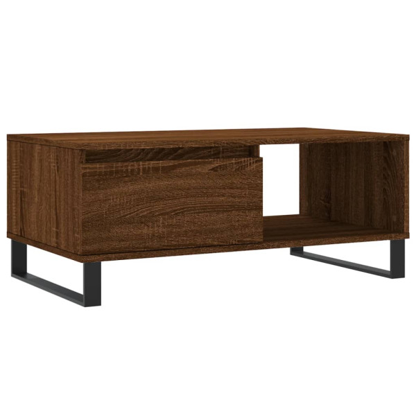 Mesa de centro madera contrachapada marrón roble 90x50x36.5 cm M 2