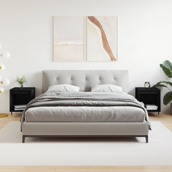 Mesitas de noche 2 uds madera de ingeniería negro 40x35x50 cm D