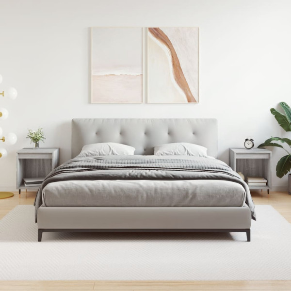 Mesita de noche 2 uds madera ingeniería gris Sonoma 40x35x50 cm D