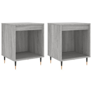 Mesita de noche 2 uds madera ingeniería gris Sonoma 40x35x50 cm H