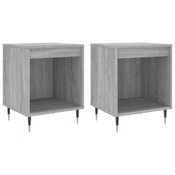 Mesita de noche 2 uds madera ingeniería gris Sonoma 40x35x50 cm M 2