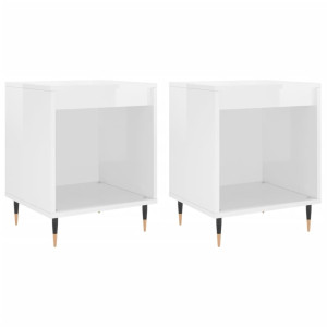 Mesa de cabeceira 2 pcs derivados de madeira branco brilhante H