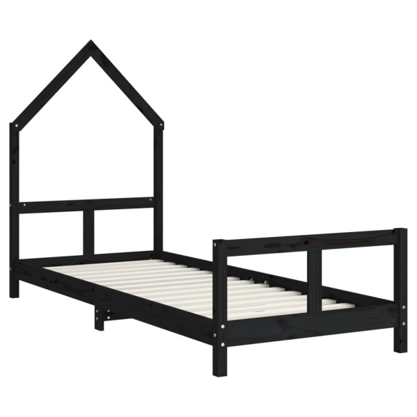 Estrutura de cama infantil 80x200 cm pinho maciço preto M 3