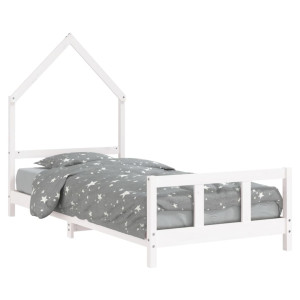 Estructura de cama para niños madera de pino blanco 90x190 cm H