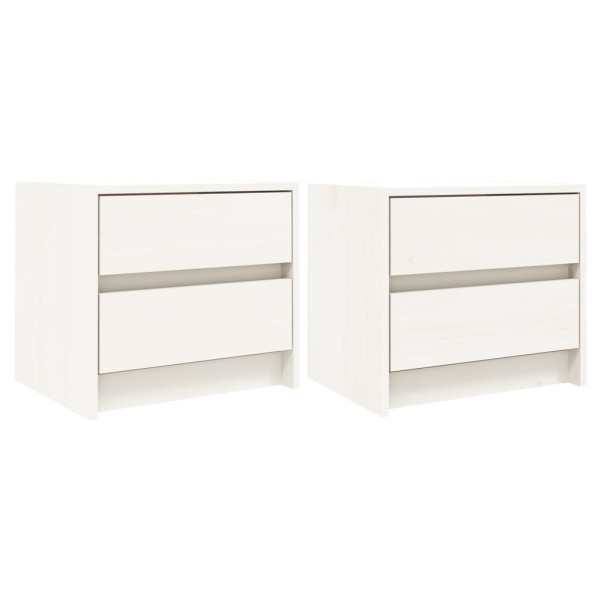 Mesitas de noche 2 uds madera maciza pino blanco 40x31x35.5 cm M 2