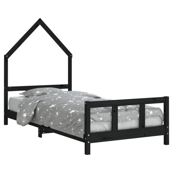 Estructura de cama para niños madera de pino negro 90x190 cm M 2