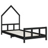 Estrutura de cama infantil 90x190 cm pinho maciço preto 3