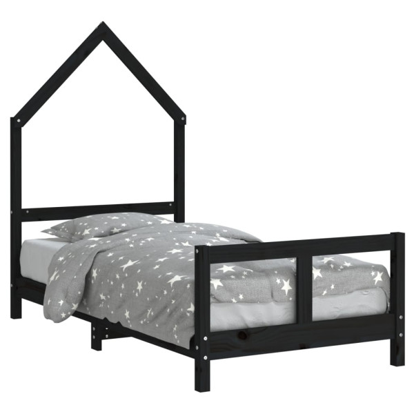 Estructura de cama para niños madera de pino negro 80x160 cm M 2