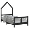 Estrutura de cama infantil 80x160 cm pinho maciço preto 2