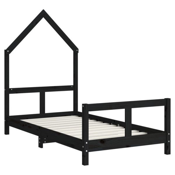 Estructura de cama para niños madera de pino negro 80x160 cm M 3