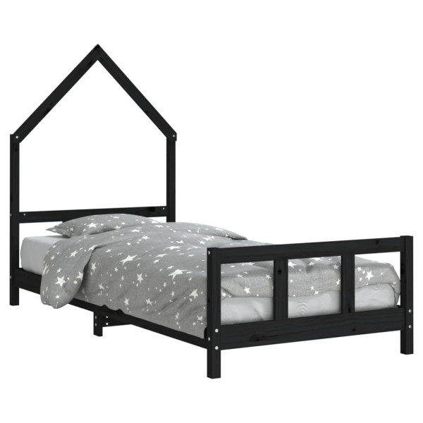 Estructura de cama para niños madera de pino negro 90x200 cm M 2