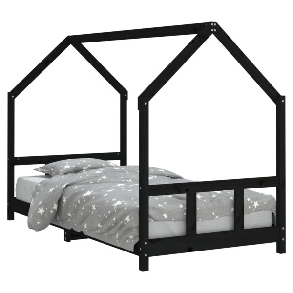 Estructura de cama para niños madera de pino negro 90x190 cm M 2