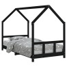 Estructura de cama para niños madera de pino negro 90x190 cm 2