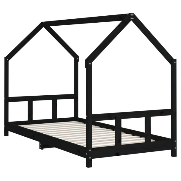 Estrutura de cama infantil 90x190 cm pinho maciço preto M 3