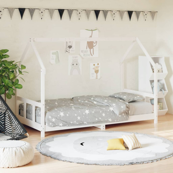 Estructura de cama para niños madera de pino blanco 90x190 cm D