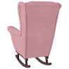 Silla mecedora con patas de madera de caucho terciopelo rosa 5