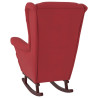 Silla mecedora con patas de madera de caucho terciopelo rojo 5