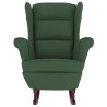 Sillón mecedora patas madera y taburete terciopelo verde oscuro 5