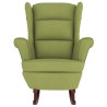 Sillón mecedora patas madera y taburete terciopelo verde claro 5