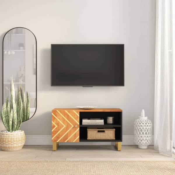 Mueble de TV madera de mango marrón negro 80x31.5x46 cm D