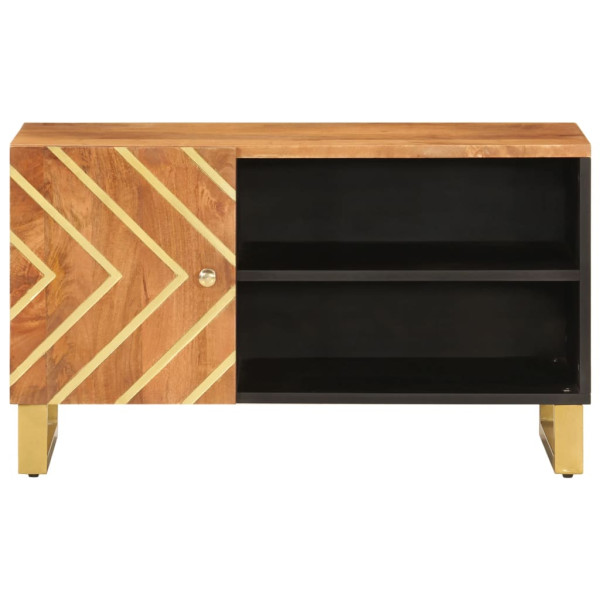 Mueble de TV madera de mango marrón negro 80x31.5x46 cm M 4