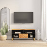 Mueble de TV madera maciza mango marrón y negro 100x33.5x46 cm 1