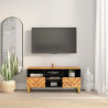 Mueble de TV madera maciza mango marrón y negro 100x33.5x46 cm 1