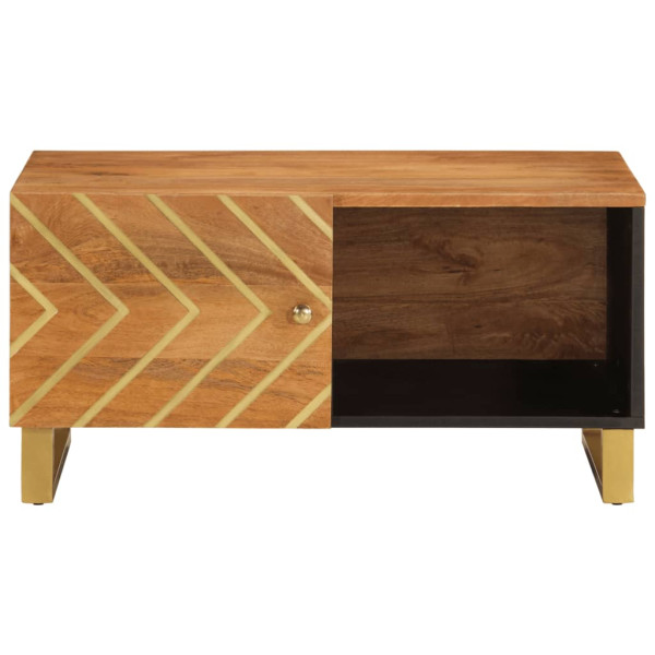 Mesa de centro madera maciza de mango negro marrón 80x50x40 cm M 4