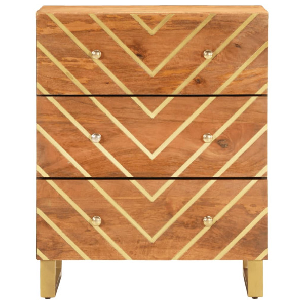 Mueble auxiliar madera maciza mango marrón/negro 60x33.5x75 cm M 4