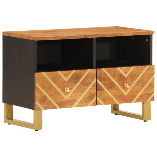 Mueble de TV madera de mango marrón negro 70x33.5x46 cm M 2