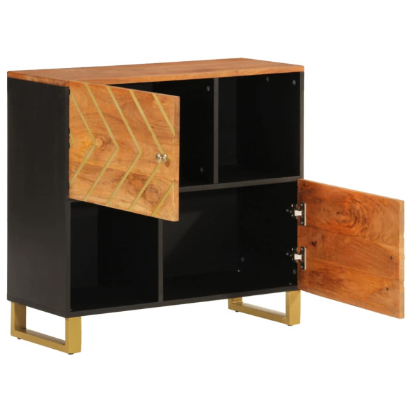 Mueble auxiliar madera maciza mango marrón/negro 80x33.5x75 cm M 3