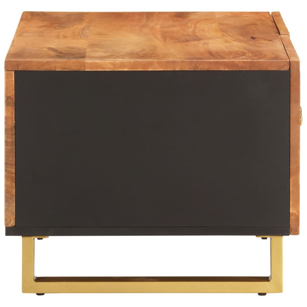 Mesa de centro madera maciza de mango negro marrón 80x50x40 cm M 5