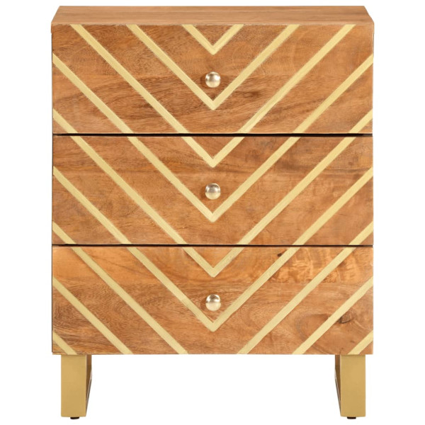 Mesita de noche madera maciza mango marrón y negro 50x33x60 c M 4