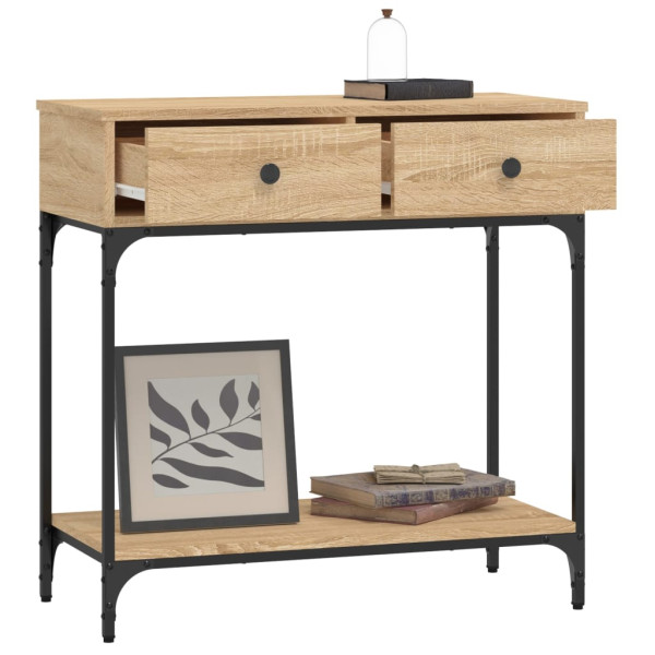 Mesa consola madera de ingeniería roble Sonoma 75x34.5x75 cm M 4