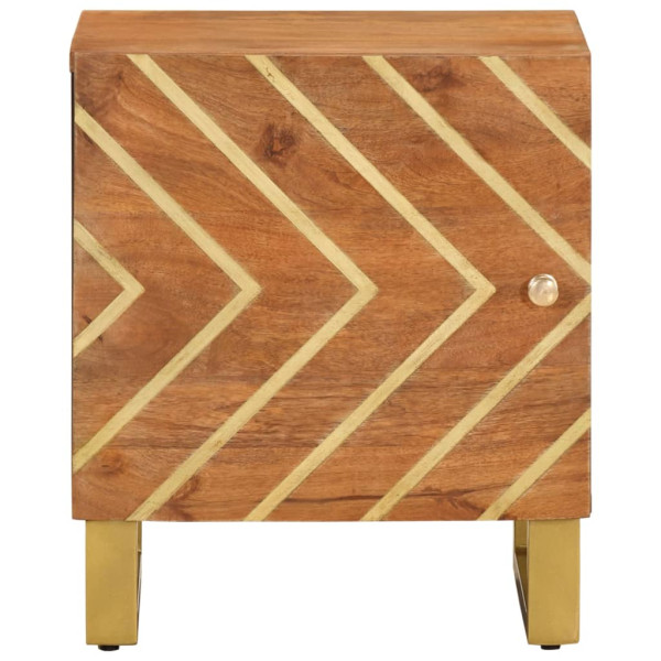 Mesita de noche de madera maciza de mango marrón y negro M 4